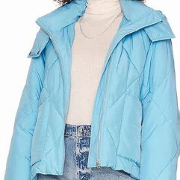 Free People Emmy Swing Puffer Jacket in Capri Blue  SZ L - Picture 2 of 16